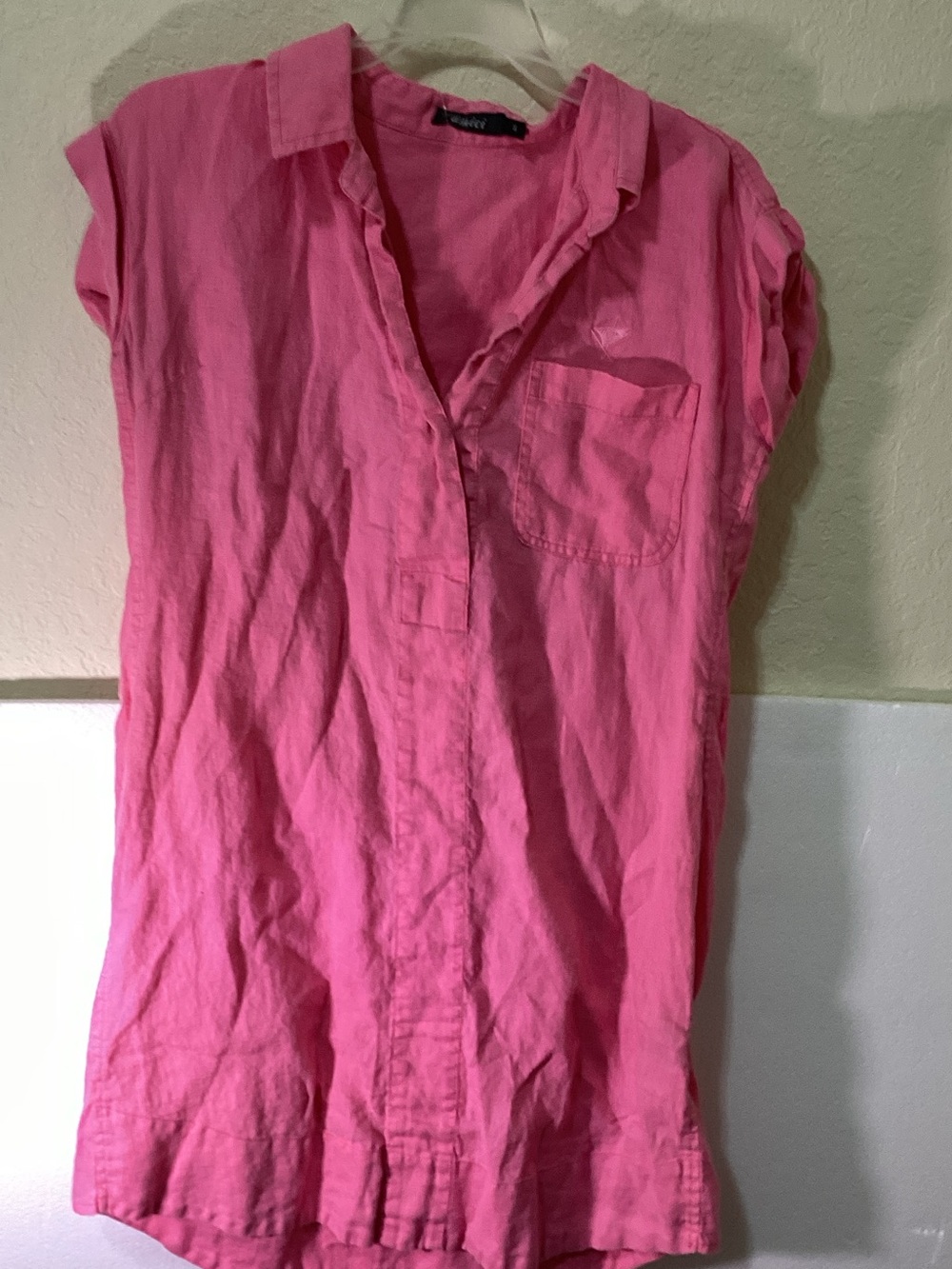 Unbranded Pink Short-Sleeve Button Front Blouse